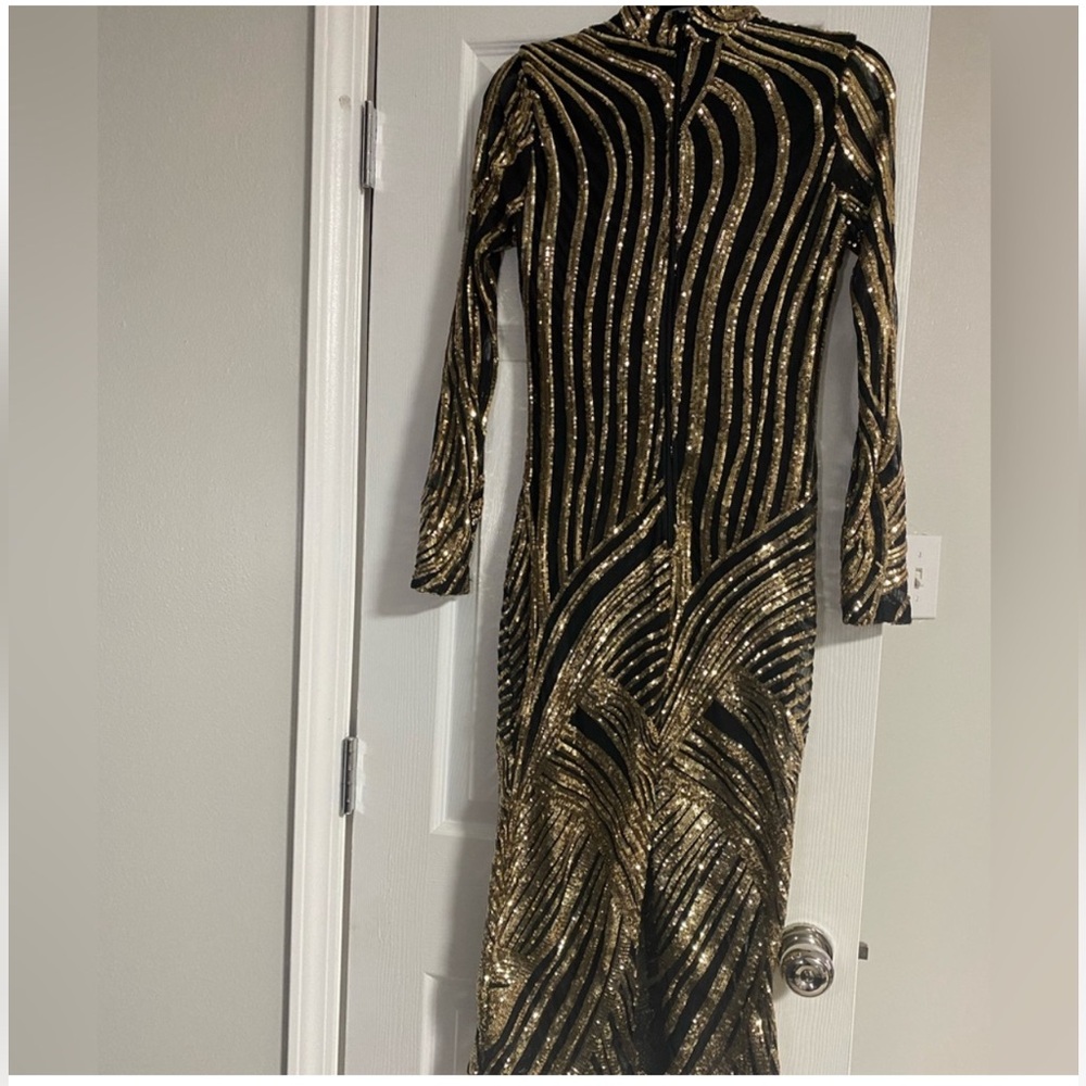 Fashion Nova Black Headed To The Grammy’s Sequin Midi Dress - Picture 6 of 9